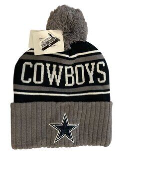 NWT Dallas Cowboys NFL Team Headwear Knit Beanie PomPom Hat OS, MSRP $20